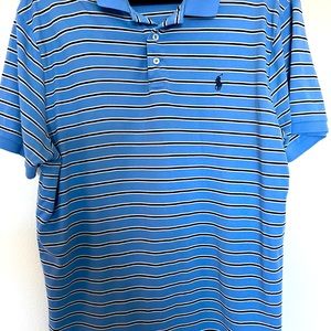 Men’s XL blue striped Polo shirt, custom slim fit